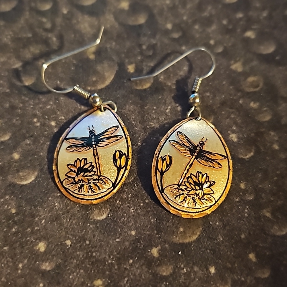 Copper Dragonfly Wire Earrings